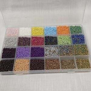 Mixed Color Jewelry Making Bead Assortment in Organizer Case Glass Plastic Craft
